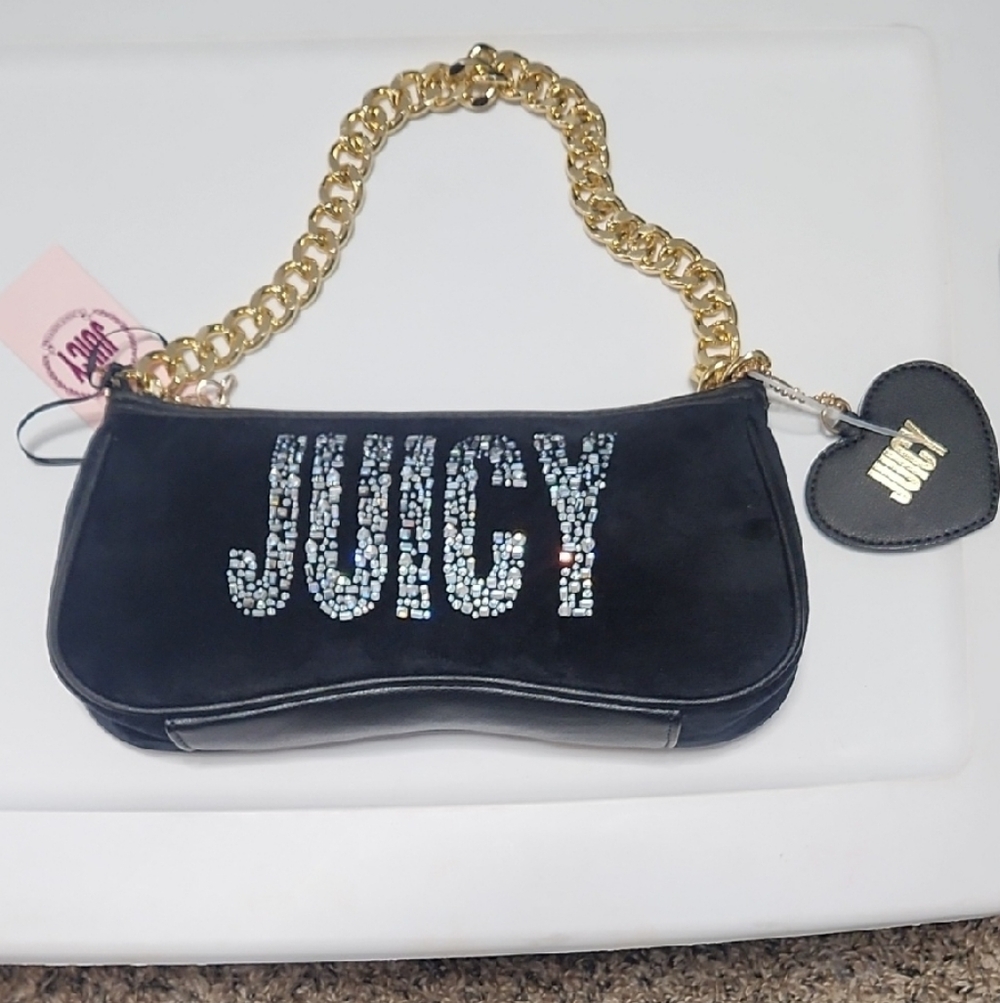 Juicy Couture Black Shoulder Bag with Gold Chain
